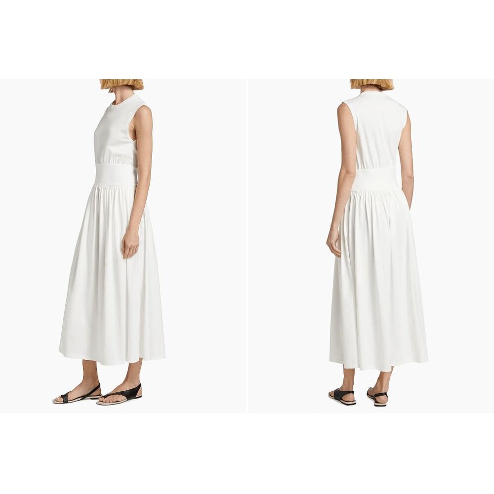 NWT Toteme Sleeveless Cotton Jersey Crew Neck Midi Tee Dress Off White XXS $290 - Picture 2 of 10